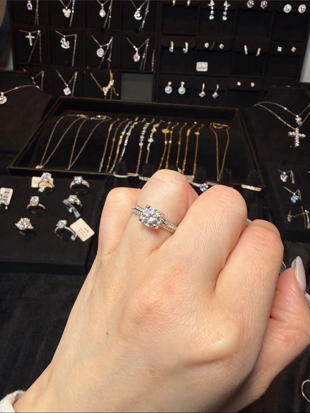 Sterling Silver White Moissanite Engagement Ring Set